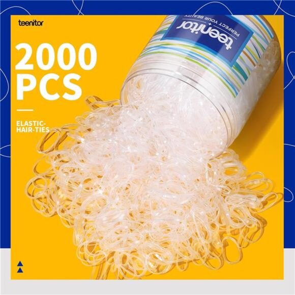 Clear elastic hair bands 2000pcs mini hair ties rubber bands for braids ponytail - Picture 2 of 8